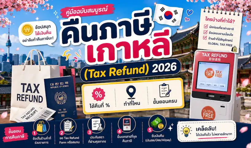 คืนภาษีเกาหลี (Tax Refund) 2026: ได้คืนกี่ % ทำที่ไหน ขั้นตอนครบ
