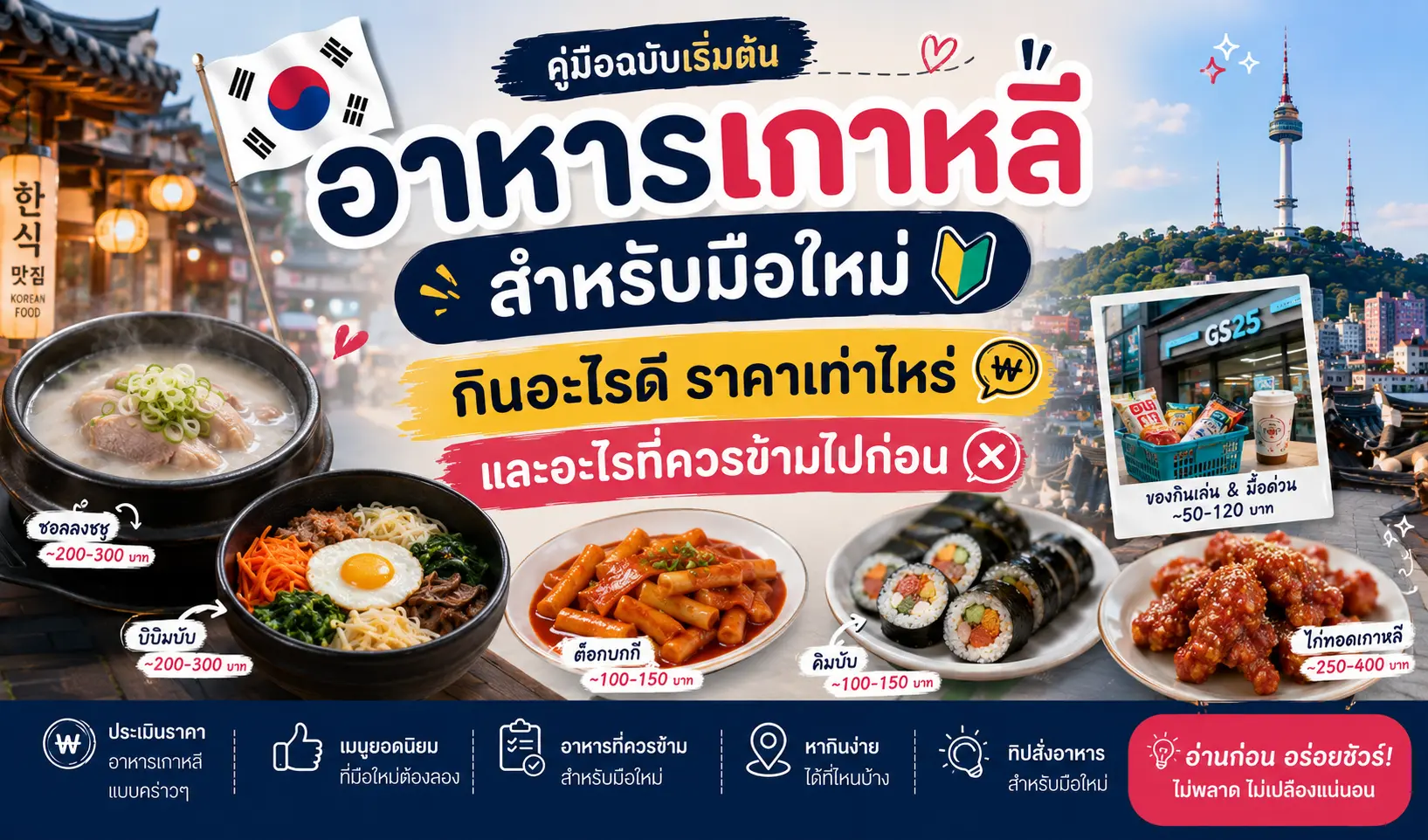 อาหารเกาหลีสำหรับมือใหม่ — กินอะไรดี ราคาเท่าไหร่ และอะไรที่ควรข้ามไปก่อน