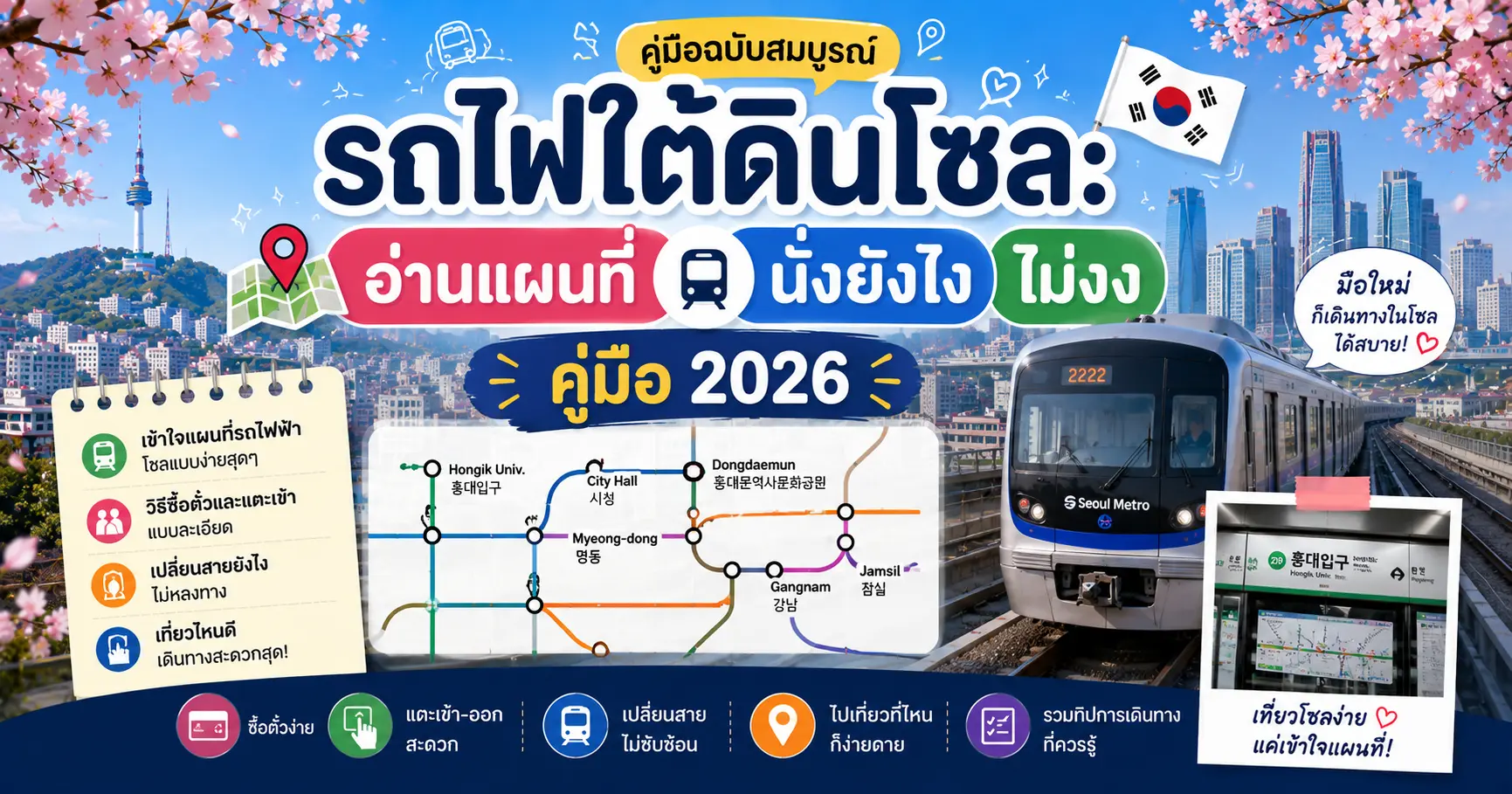 รถไฟใต้ดินโซล: อ่านแผนที่ นั่งยังไง ไม่งง คู่มือ 2026