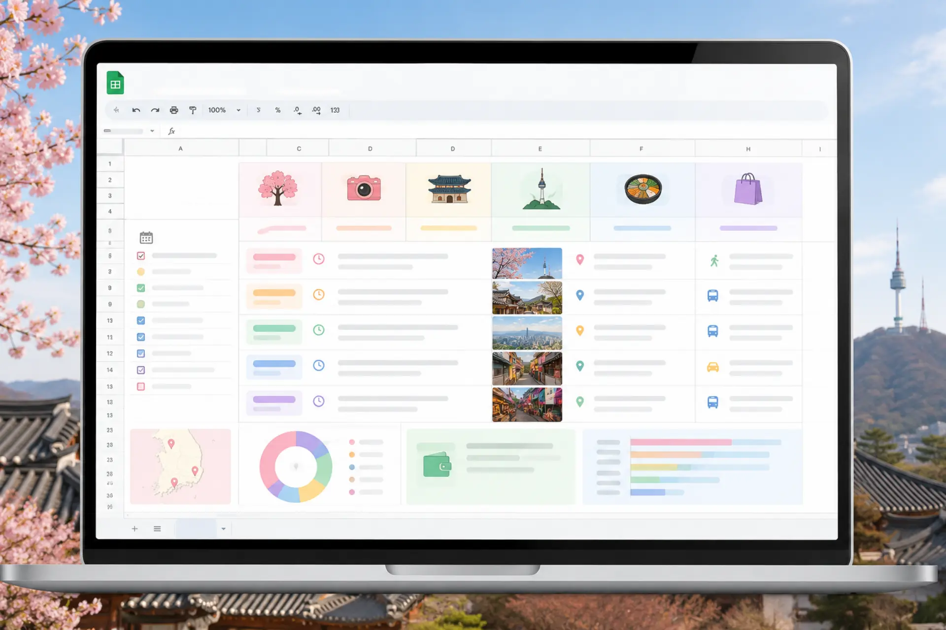 Korea Trip Planner — Google Sheets template วางแผนทริปเกาหลี